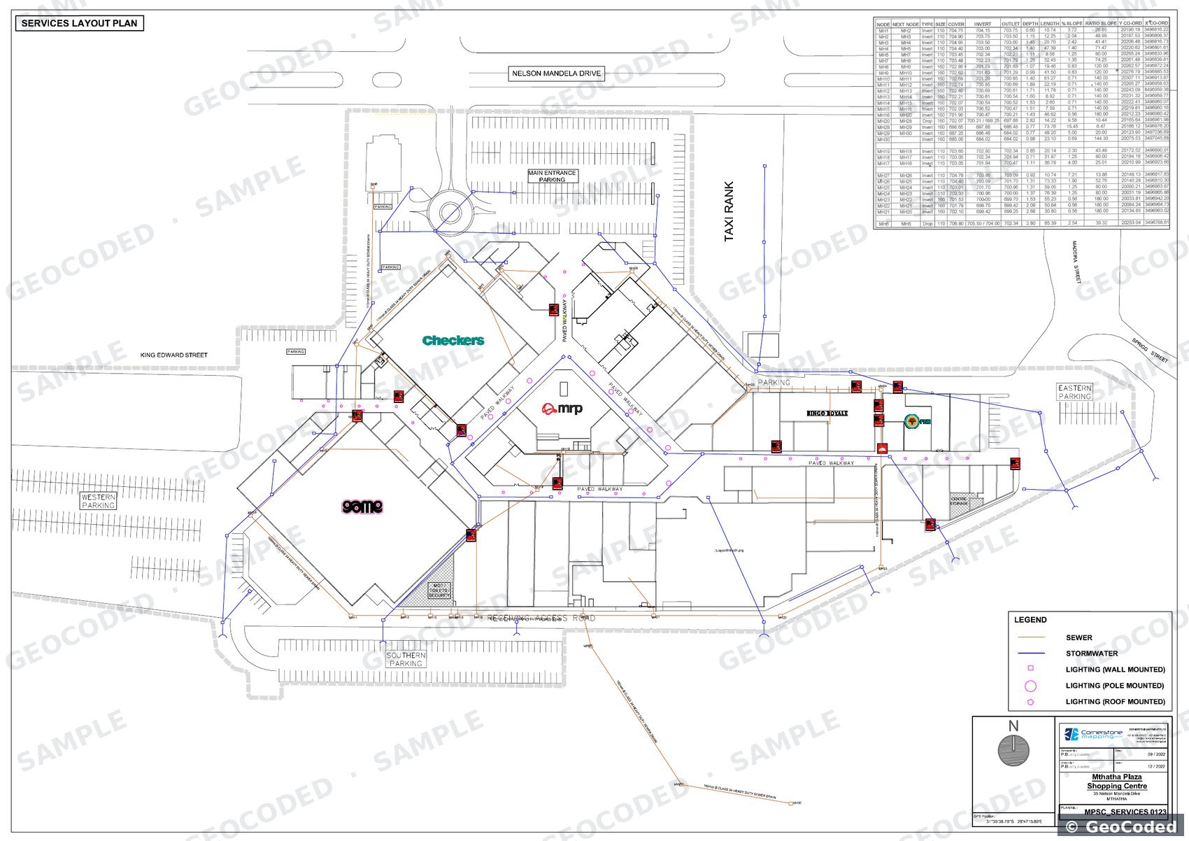 Services and infrastructure plan of a shopping centre