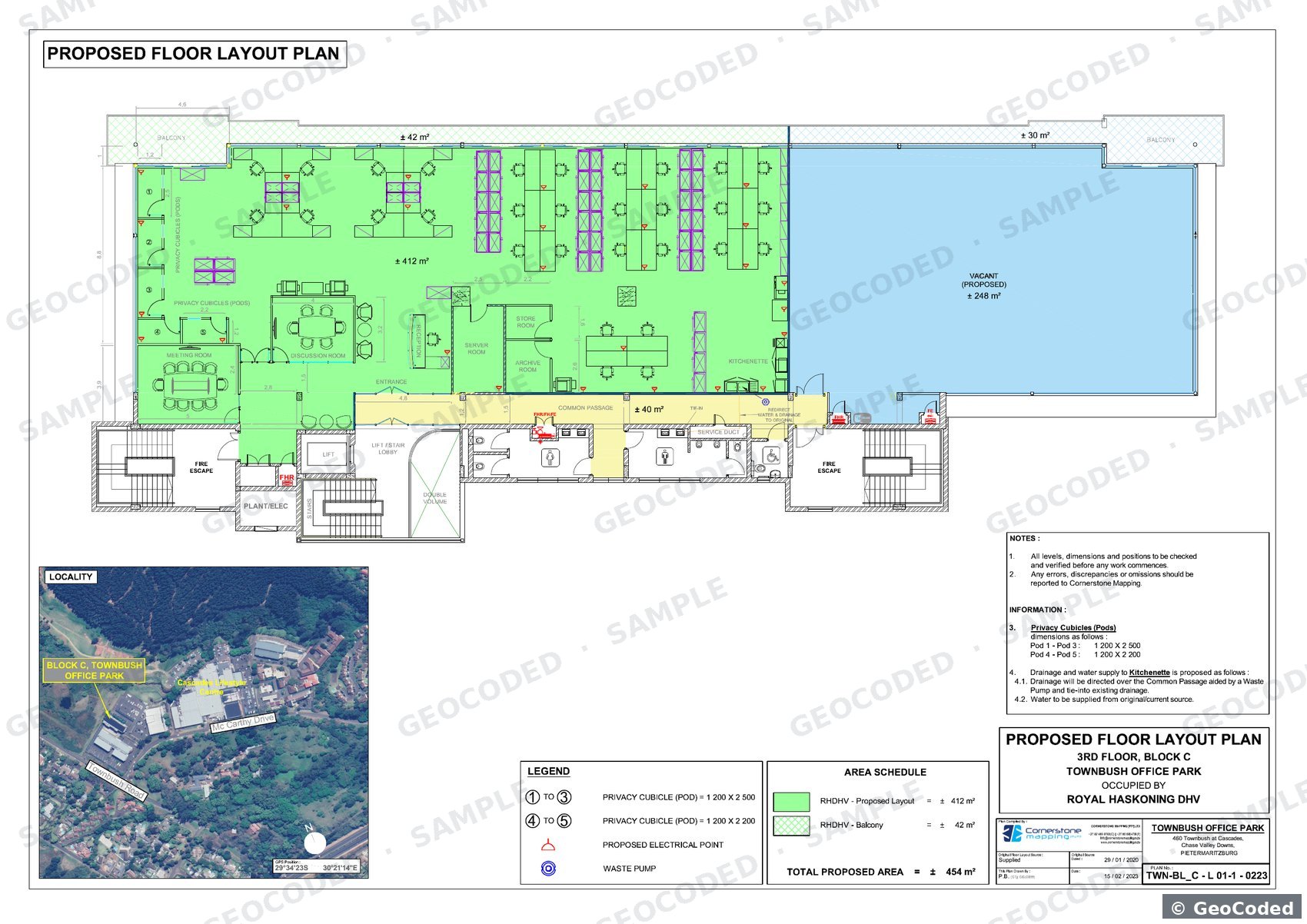 Proposed office floor layout drawing